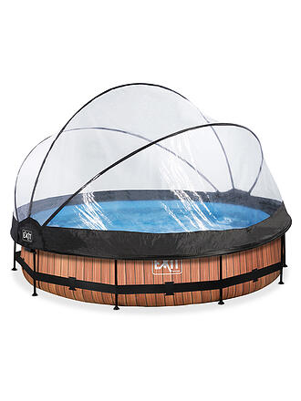 EXIT TOYS | Wood Pool 360x76cm mit Abdeckung und Filterpumpe | keine Farbe