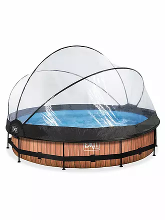 EXIT TOYS | Wood Pool 360x76cm mit Abdeckung und Filterpumpe | keine Farbe