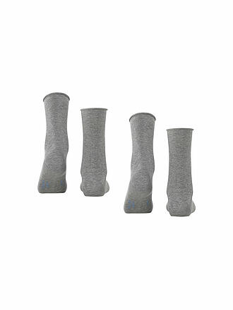 FALKE | Happy Socken 2er Pkg light grey mel. | dunkelrot