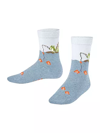 FALKE | Kinder Socken FISHING FROG  white | hellblau