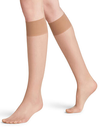 FALKE | Kniestrümpfe Seidenglatt 15 DEN black | beige