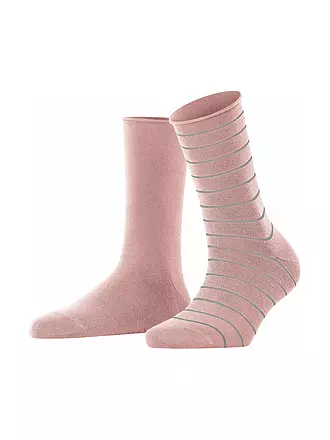 FALKE | Sneakersocken Happy Stripe 2er Pkg black | rosa