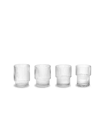 FERM LIVING | Glas 4er Set RIPPLE Smoked Grey | transparent