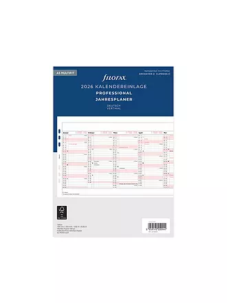 FILOFAX | Kalendereinlage Jahresplaner deutsch A5 2026 | weiss