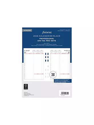 FILOFAX | Kalendereinlage Tag Professional deutsch A5 2026 | weiss