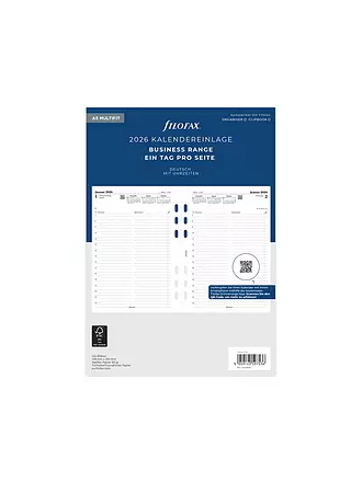 FILOFAX | Kalendereinlage Tag deutsch A5 Multifit 2026 | weiss