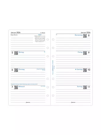 FILOFAX | Kalendereinlage Woche Deutsch Personal 2026 | weiss
