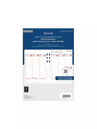 FILOFAX | Kalendereinlage Woche Professional deutsch A5 2026 | weiss