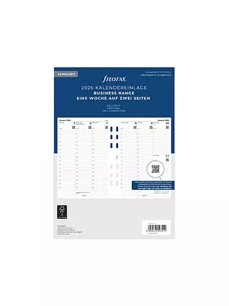 FILOFAX | Kalendereinlage Woche deutsch A5 Multifit 2026 | weiss