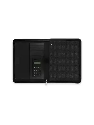 FILOFAX | Mikrofaser Folio mit Reißverschluss und Taschenrechner Schwarz | schwarz
