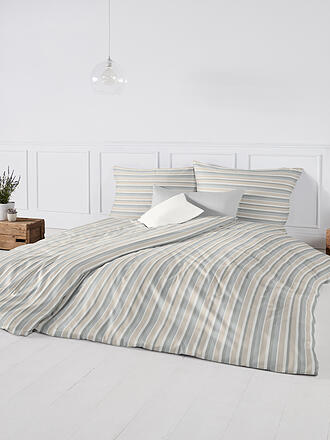 FLEURESSE | Leinen Bettwäsche NIZZA 70x90cm / 140x200cm Sand | hellblau