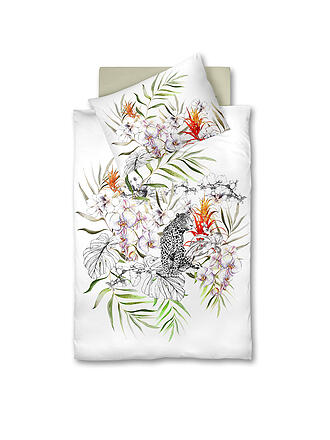 FLEURESSE | Satin Bettwäsche Flower Art 70x90cm/140x200cm White Orchid | Koralle