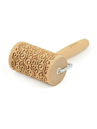 FOLKROLL | Teigrolle Mini 9,5cm Flower Power | braun