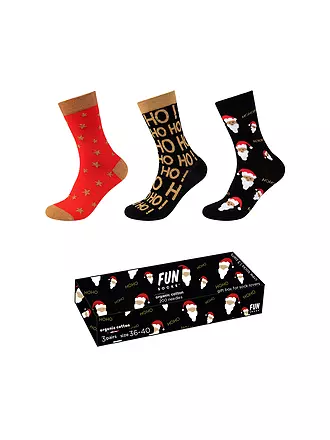 FUN SOCKS | Damen Geschenkbox Socken CHRISTMAS 3-er Pkg. 36-40 Chinese Red | rot