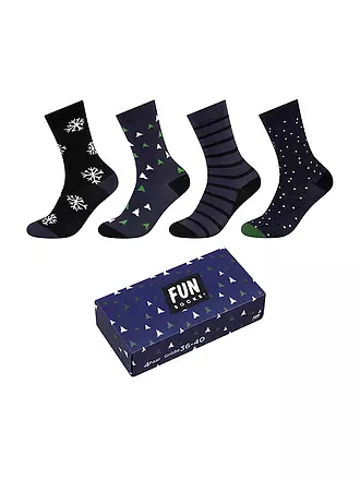 FUN SOCKS | Damen Socken CHRISTMAS BOX 4-er Pkg. 36-40 midieval blue | blau