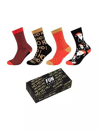 FUN SOCKS | Herren Socken CHRISTMAS BOX 4-er Pkg. chinese red | blau