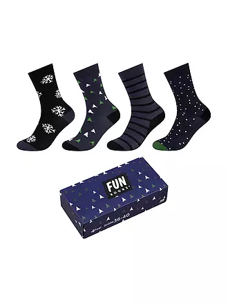 FUN SOCKS | Herren Socken CHRISTMAS BOX 4-er Pkg. chinese red | blau