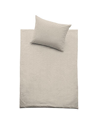 FUSSENEGGER | Jersey Bettwäsche 70x90cm/140x200cm Weiss | beige