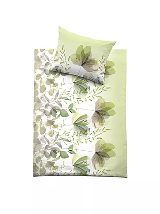 FUSSENEGGER | Premium Satin Bettwäsche 70x90cm/140x200cm Grau | hellgrün