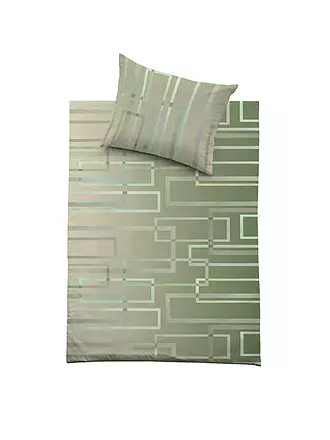 FUSSENEGGER | Premium Satin Bettwäsche 70x90cm/140x200cm Grau | dunkelgrün