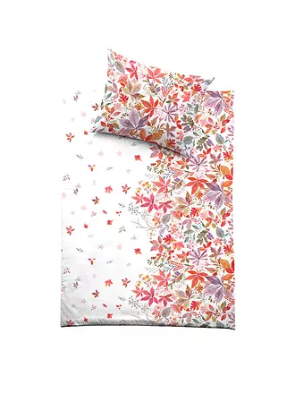 FUSSENEGGER | Premium Satin Bettwäsche 70x90cm/140x200cm Herbstblätter | rot