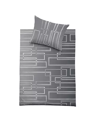 FUSSENEGGER | Premium Satin Bettwäsche 70x90cm/140x220cm Grau | dunkelgrün