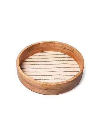 FYNCH HATTON | Holztablett 32cm groß SINGA Leaf Green Stripe | hellgrün