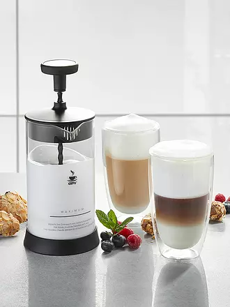GEFU | Set Milchaufschäumer ANTONIO + 2 x Latte Macchiato Gläser 350ml | transparent