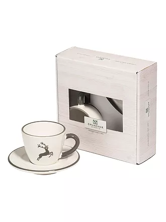 GMUNDNER KERAMIK | Tasse und Untertasse - Espresso for you Gourmet -  2-tlg. (Grauer Hirsch) | grün