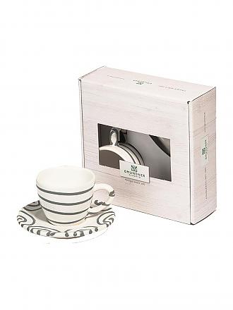 GMUNDNER KERAMIK | Tasse und Untertasse - Espresso for you Gourmet - 2-tlg. (graugeflammt) | schwarz