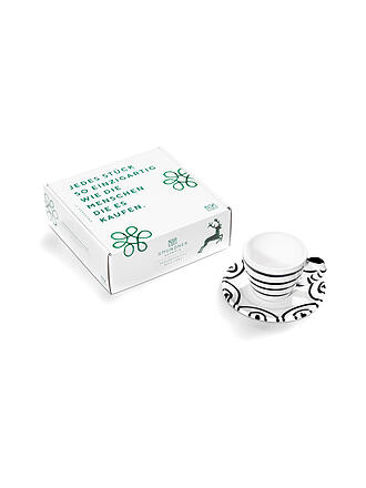 GMUNDNER KERAMIK | Tasse und Untertasse - Espresso for you Gourmet - 2-tlg. (graugeflammt) | schwarz