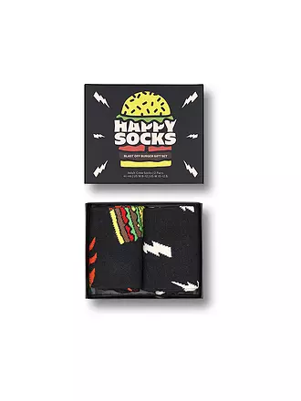 HAPPY SOCKS | Damen Socken 36-40 BLAST OFF BURGER 2-er Pkg black | schwarz