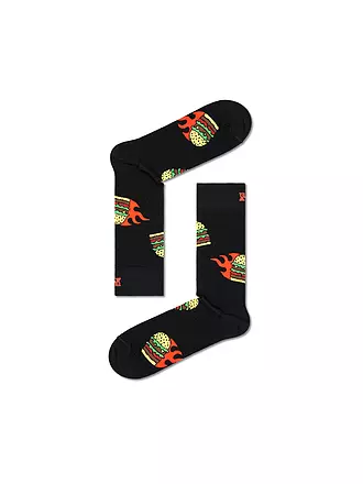 HAPPY SOCKS | Damen Socken 36-40 BLAST OFF BURGER 2-er Pkg black | schwarz