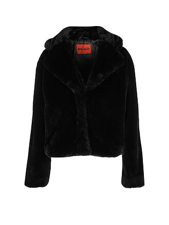 HUGO | Jacke in Felloptik FINESSERA | schwarz