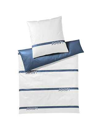 JOOP | Satin Bettwäsche Logo Stripes 70x90cm / 140x200cm Grau | blau