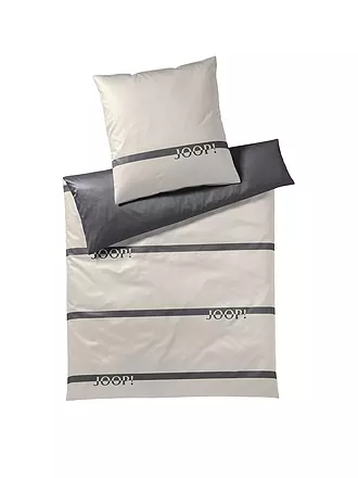 JOOP | Satin Bettwäsche Logo Stripes 70x90cm / 140x200cm Grau | olive