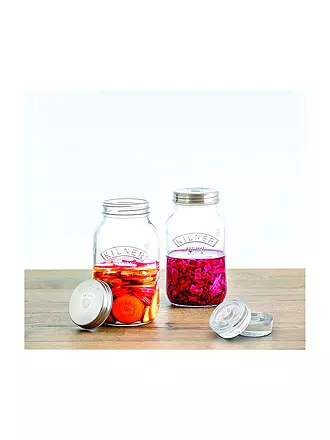 KILNER | Fermentierset Set mit 2 Gläsern 1l Glas/Edelstahl | transparent