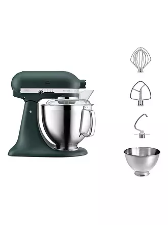 KITCHENAID | Küchenmaschine Artisan 185 4,8l 300 Watt 5KSM185PSEBK (Gusseisen Schwarz) | grün