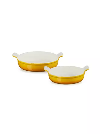 LE CREUSET | Runde Auflaufform Tradition aus Steinzeug 20cm und 24cm 2er-Set Azure | gelb