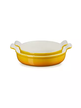 LE CREUSET | Runde Auflaufform Tradition aus Steinzeug 20cm und 24cm 2er-Set Azure | gelb