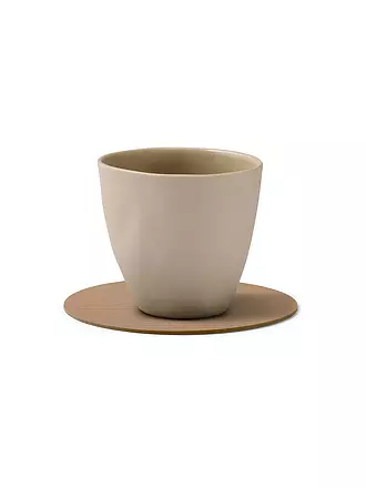 LIND DNA |  Glasuntersetzer 10cm CORDUROY RUND Light Grey | camel