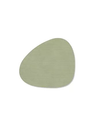 LIND DNA |  Glasuntersetzer 11x13cm CORDUROY OVAL Light Grey | olive