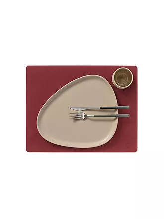 LIND DNA | Leder Platzset eckig NUPO 35x45cm Caviar | rot