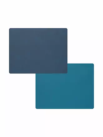 LIND DNA | Leder Tischset zum Wenden Eckig 35x45cm Hellblau/Hellgrau | dunkelblau