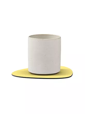 LIND DNA | Leder Untersetzer oval 11x13cm Caviar | gelb