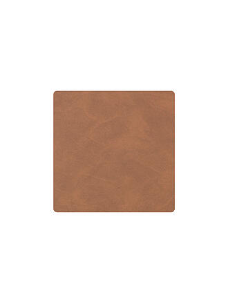 LIND DNA | Leder-Untersetzer eckig 10x10cm Light Blue | braun