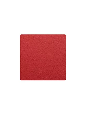 LIND DNA | Leder-Untersetzer eckig Bull 10x10cm Red | rot