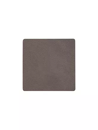 LIND DNA | Leder-Untersetzer eckig Nupo 10x10cm Light Grey | braun