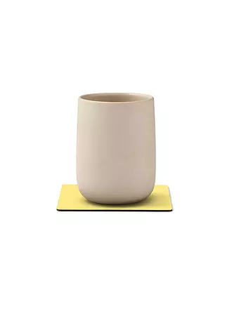LIND DNA | Leder-Untersetzer eckig Nupo 10x10cm Light Grey | gelb