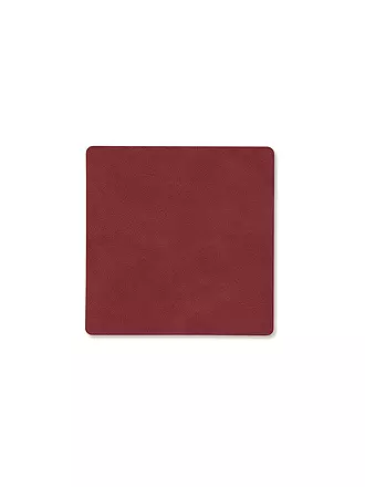LIND DNA | Leder-Untersetzer eckig Nupo 10x10cm Light Grey | rot